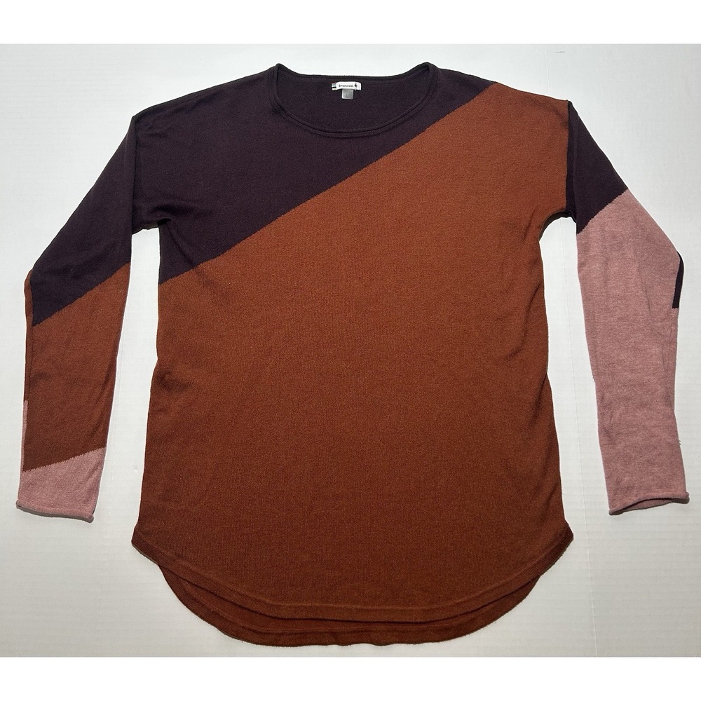 Smartwool Women's Shadow Pine Wool Colorblock Sweater Size Large Asymmetric EUC